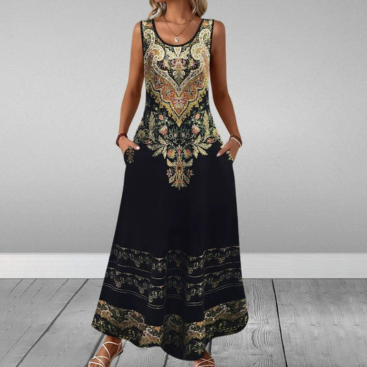 ✨Rochie elegantă imprimată fără mâneci