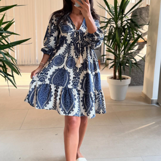 💞Rochie elegantă cu imprimare boemă și decolteu în V