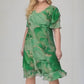 💖Femei cu mânecă scurtă Cascading imprimate rochie de sifon