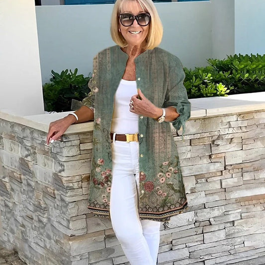Cardigan ușor pentru femei cu imprimeu floral