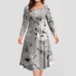 💞Rochie elegantă cu gât rotund imprimat cu mânecă lungă