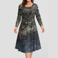 💞Rochie elegantă cu gât rotund imprimat cu mânecă lungă