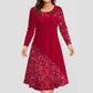 💞Rochie elegantă cu gât rotund imprimat cu mânecă lungă